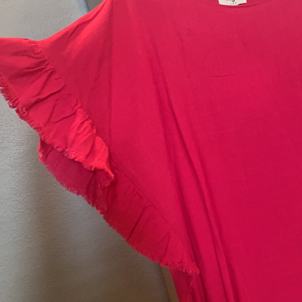 Umgee Pink Linen Ruffle Sleeve Top - Picture 6 of 10